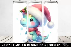 Cute Dinosaur with Santa Hat 20 Oz Tumbler Product Image 2