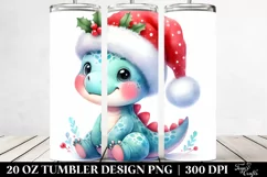 Cute Dinosaur with Santa Hat 20 Oz Tumbler Product Image 2