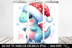 Cute Dinosaur with Santa Hat 20 Oz Tumbler Product Image 2