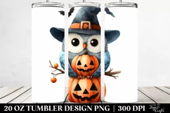 a Watercolor Halloween Owl Clipart, Transparent 20 Oz Product Image 2
