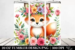 Cartoon-Style Fox with Flower Crown 20 Oz Tumbler Product Image 2