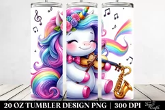 Playing Cute Unicorn Vibrant Drawing | 20 oz Tumbler Product Image 2
