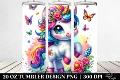 Playing Cute Unicorn Vibrant Drawing | 20 oz Tumbler Product Image 2