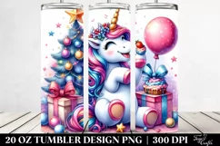 Playing Cute Unicorn Vibrant Drawing | 20 oz Tumbler Product Image 2