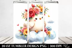 Cartoon-Style Chicken with Flower Crown 20 Oz Tumbler Product Image 2