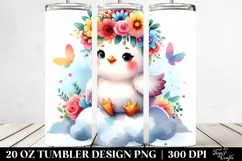Cartoon-Style Chicken with Flower Crown 20 Oz Tumbler Product Image 2