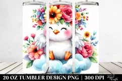 Cartoon-Style Chicken with Flower Crown 20 Oz Tumbler Product Image 2
