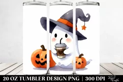 Simple Halloween Cartoon with Cute Ghost | 20 oz Tumbler Product Image 2