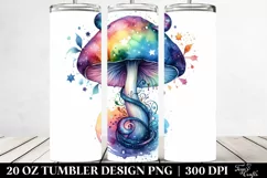Colorful Magical Mushroom Watercolor Splash | 20 Oz Tumbler Product Image 2