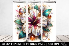 Stained Hibiscus Marble Splash | 20 oz Tumbler Product Image 2