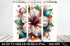 Stained Hibiscus Marble Splash | 20 oz Tumbler Product Image 2