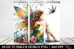 Sitting Fairy Vibrant Drawing | 20 oz Tumbler Product Image 2