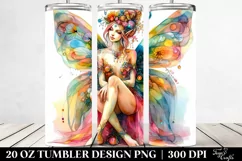 Sitting Fairy Vibrant Drawing | 20 oz Tumbler Product Image 2