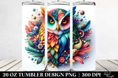 Abstract Vibrant Watercolor Owl | 20 oz Tumbler Product Image 2