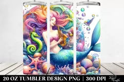 Playful Mermaid Vibrant Drawing | 20 oz Tumbler Product Image 2