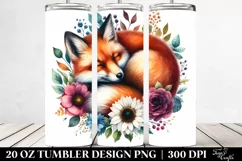 Colorful Sleeping Fox in Flower | 20 Oz Tumbler Product Image 2