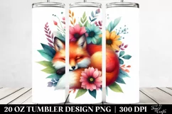 Colorful Sleeping Fox in Flower | 20 Oz Tumbler Product Image 2