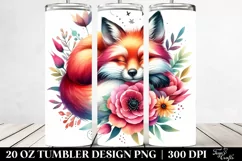 Colorful Sleeping Fox in Flower | 20 Oz Tumbler Product Image 2