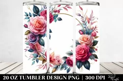 Vibrant Floral Frame with Pink Roses | 20 oz Tumbler Product Image 2