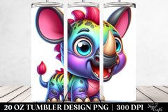 Colorful Enthusiastic Baby Rhino | 20 Oz Tumbler Product Image 2