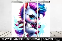 Jumping Baby Unicorn Drawing | 20 oz Tumbler Product Image 2