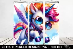Jumping Baby Unicorn Drawing | 20 oz Tumbler Product Image 2