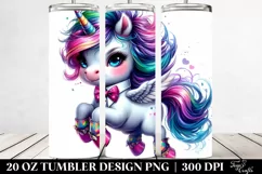 Jumping Baby Unicorn Drawing | 20 oz Tumbler Product Image 2