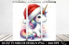 Expressive Unicorn with Santa Hat 20 Oz Tumbler Product Image 2