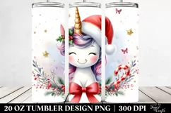 Cute Unicorn Wearing Santa Hat Clipart Product Image 2