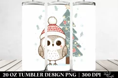 Cute Baby Owl with Christmas Tree Clipart, Transparent 20 Oz Product Image 2