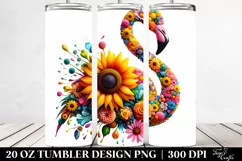 Abstract Vibrant Flamingo Sunflower 3D | 20 oz Tumbler Product Image 2