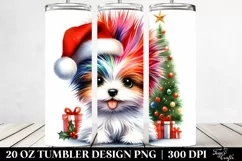 Expressive Baby Puppy with Santa Hat, Transparent 20 Oz Product Image 2