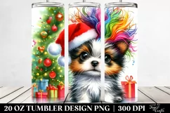 Expressive Baby Puppy with Santa Hat, Transparent 20 Oz Product Image 2