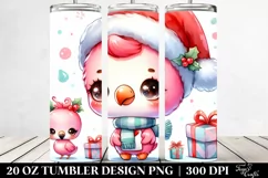 Expressive Baby Flamingo with Santa Hat, Transparent 20 Oz Product Image 2