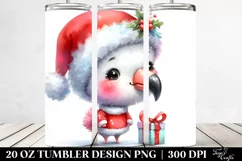 Expressive Baby Flamingo with Santa Hat, Transparent 20 Oz Product Image 2
