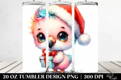 Watercolor Flamingo with Santa Hat, Transparent 20 Oz Product Image 2