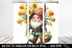 Cute Gnome with Daffodil Bouquet | 20 Oz Tumbler Product Image 2