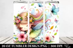 Cute Fairy Tumbling with Spring Petals | 20 oz Tumbler Product Image 2