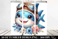 Colorful Baby Shark with Aviator Suit | 20 Oz Tumbler Product Image 2