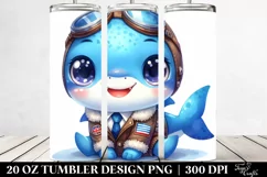 Colorful Baby Shark with Aviator Suit | 20 Oz Tumbler Product Image 2
