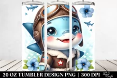 Colorful Baby Shark with Aviator Suit | 20 Oz Tumbler Product Image 2