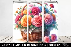 Colorful Basket with Carnation | 20 Oz Tumbler Product Image 2