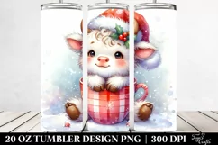 Whimsical Highland Cow with Santa Hat 20 Oz Tumbler Product Image 2