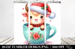 Whimsical Highland Cow with Santa Clipart 20 Oz Tumbler Product Image 2