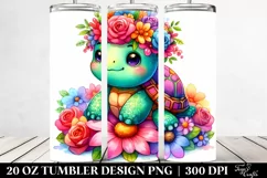 Vibrant Flower Crown Turtle 20 Oz Tumbler Product Image 2