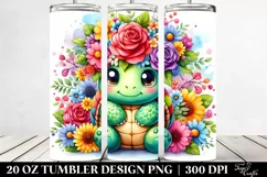 Cute Cartoon-Style Turtle 20 Oz Tumbler Product Image 2