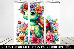Cute Cartoon-Style Turtle 20 Oz Tumbler Product Image 2