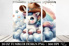 Baby Unicorn with Cowboy Hat from Cloud | 20 oz Tumbler Product Image 2