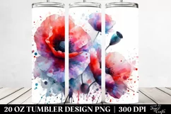 Watercolor Splash Poppy Material | 20 Oz Tumbler Product Image 2