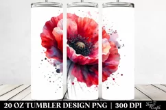 Poppy Watercolor Splash | 20 Oz Tumbler Product Image 2